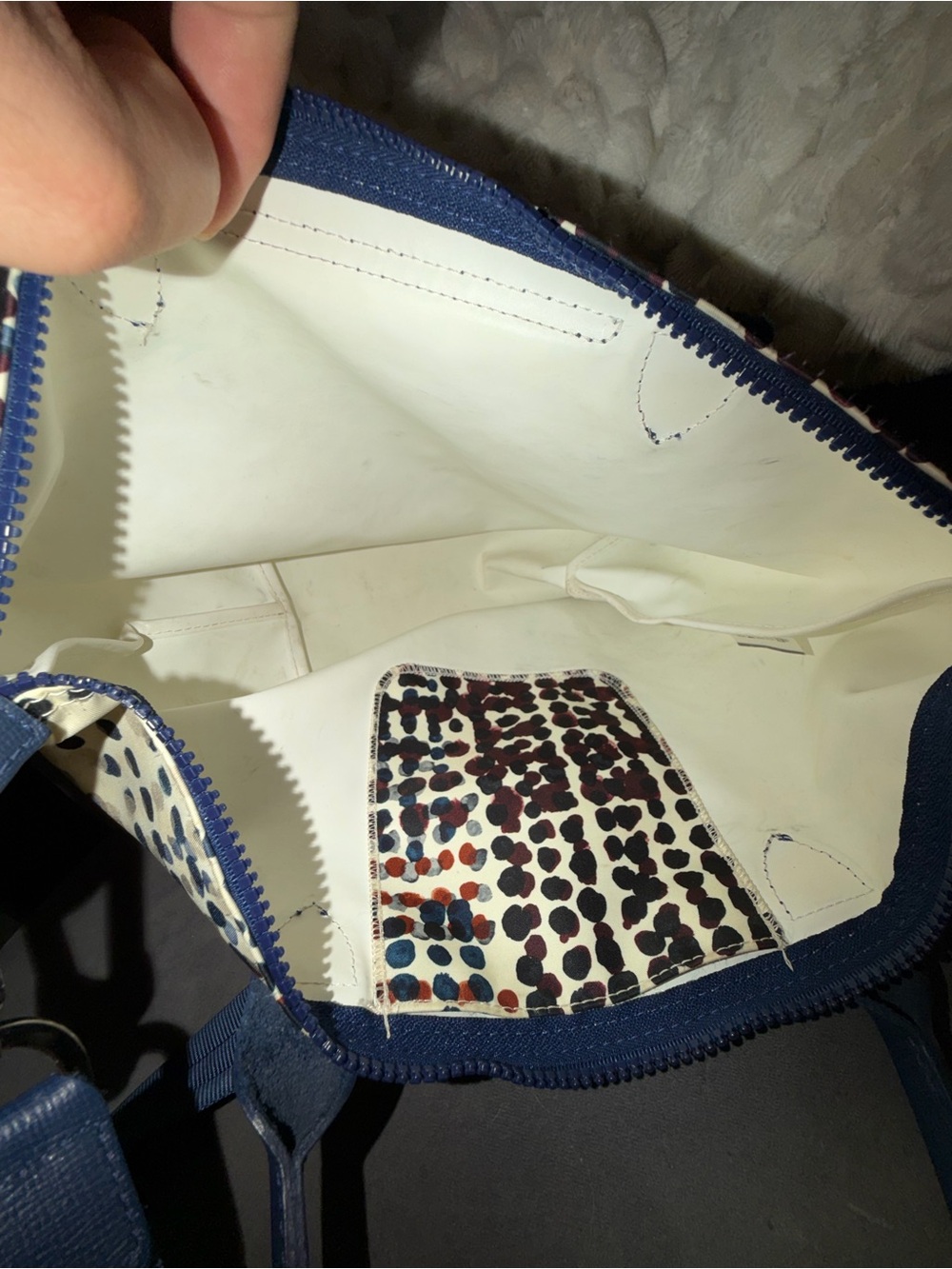 LONGCHAMP LE PLIAGE NEO FANTAISIE POLKA SMALL TOP HANDLE NAVY - Picture 9 of 9